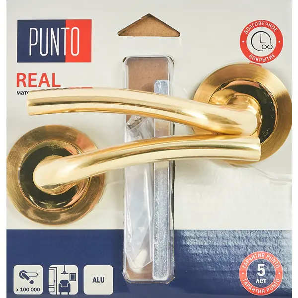 Дверные ручки Punto Real, без запирания, цвет матовое золото