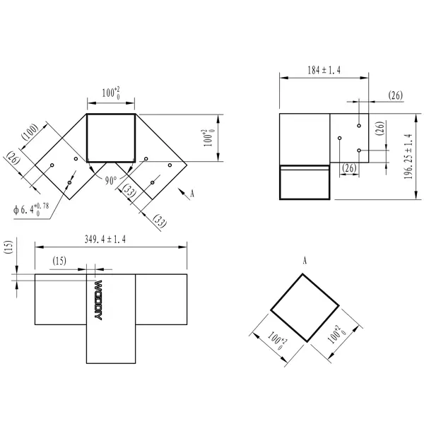 Коннектор внешний 90° 100x100 мм цвет черный
