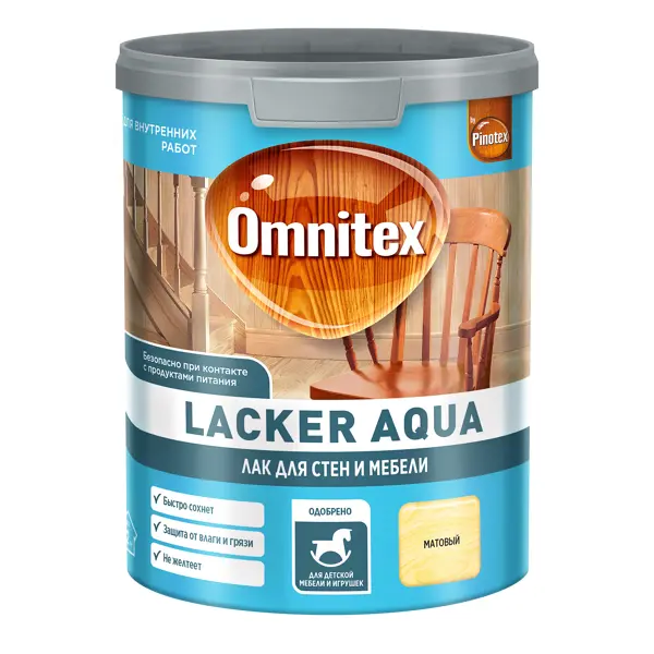 Лак акриловый Omnitex Lacker Aqua матовый прозрачный 1 л