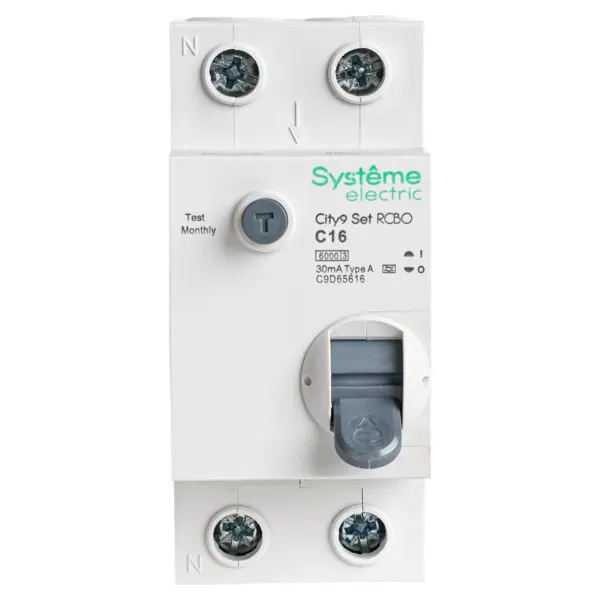 Дифференциальный автомат Systeme Electric City9 Set C9D65616 1P N С16 А 30мА 6кА A