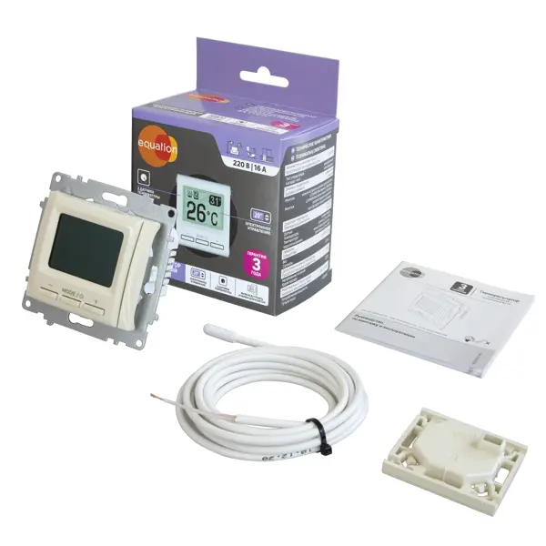 Терморегулятор для теплого пола Equation электронный цвет бежевый