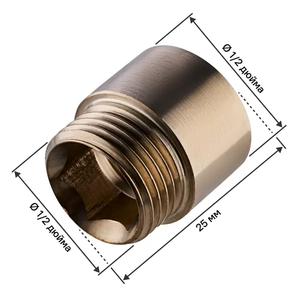 Удлинитель MONLID 1/2" ВР-НР 15 мм никелированная латунь