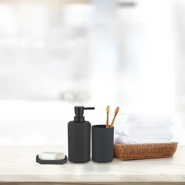 Мыльница Swensa Grid пластик цвет чёрный