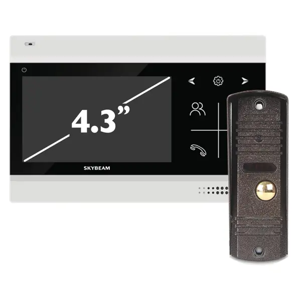 Комплект видеодомофона Skybeam 94403FA& 94201- 600TVLBL 4.3" цвет черный