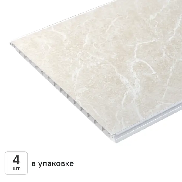 Панель ПВХ Медея бежевый 1200x250x10 мм 1.2 м² (4 шт.)