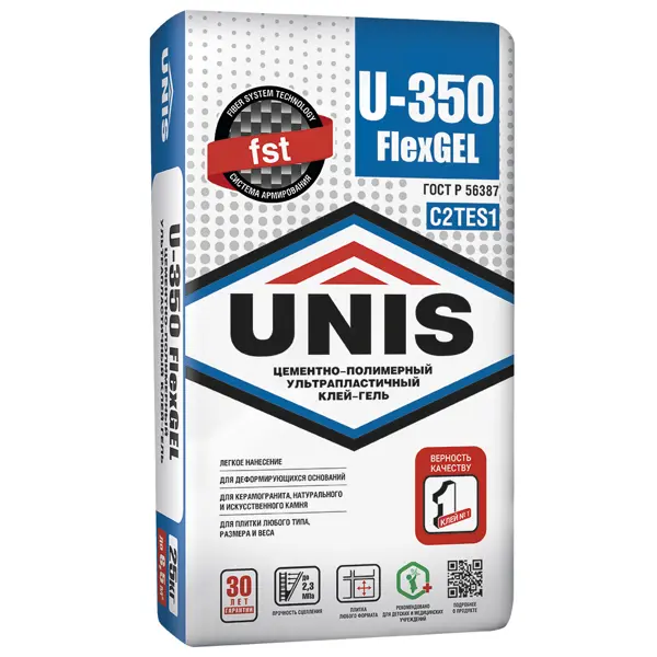 Клей для плитки Unis U-350 Flex Gel C2TES1 25 кг