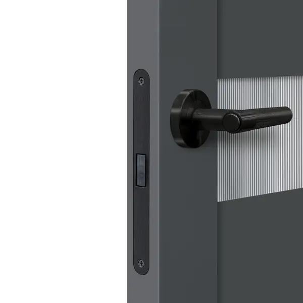 Дверь межкомнатная остекленная Толедо 2 90x200 см HardFlex цвет серый графит с замком и петлями