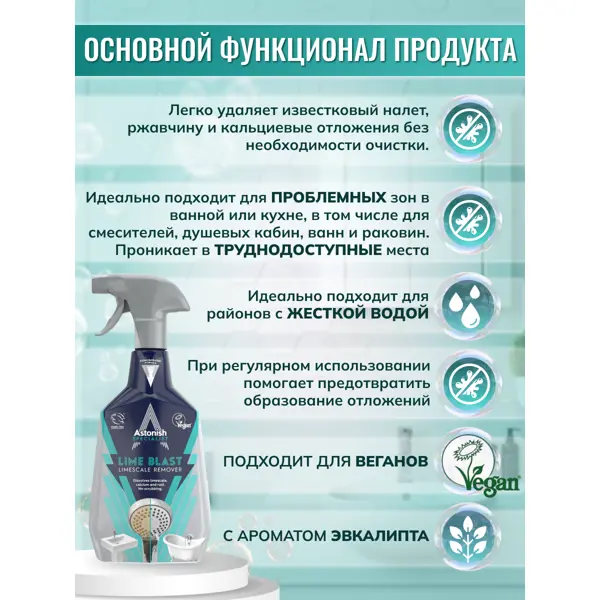 Средство для удаления известкового налета Astonish 0.75 л