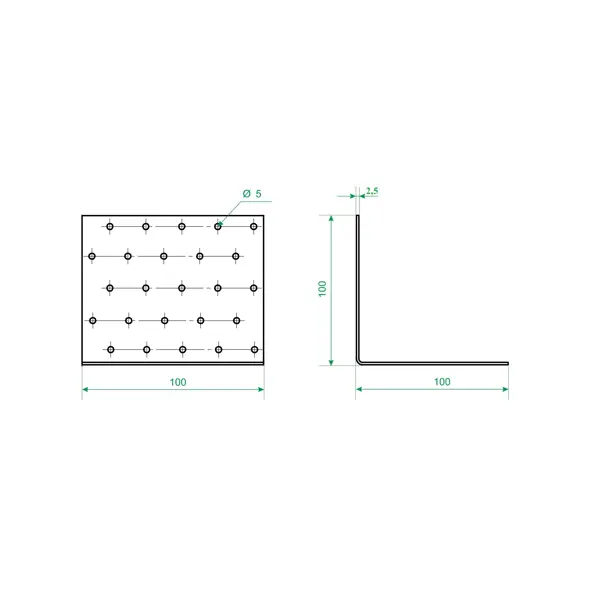 Угол крепежный монтажный сталь оцинкованная 100x100x2.5x100 мм
