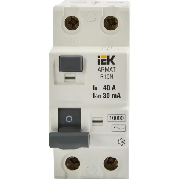 Дифференциальный автомат IEK ВДТ R10N 2P C40 А 30 мА 10 кА AC AR-R10N-2-040C030