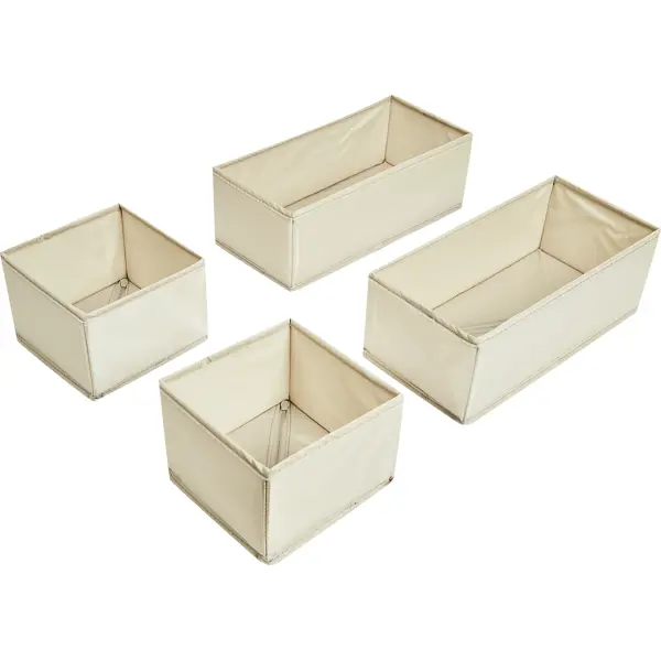 Набор коробок без крышки 15x11x31/15x11x15 см полиэстер цвет бежевый 4 шт