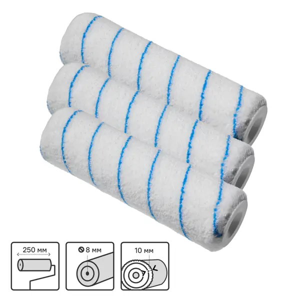 Валик сменный для водных красок Dexter 250 мм 3 шт