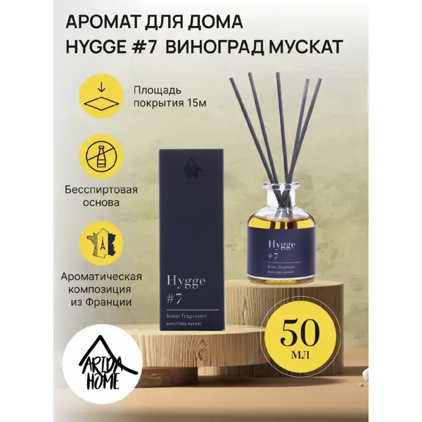 Ароматический диффузор Arida Home Hygge 7 Виноград мускат 50 мл