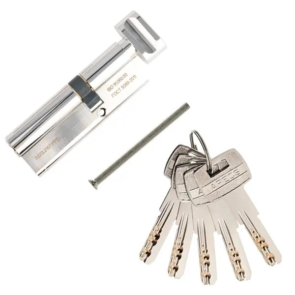 Цилиндр Apecs Pro 55x35 мм ключ/вертушка цвет никель