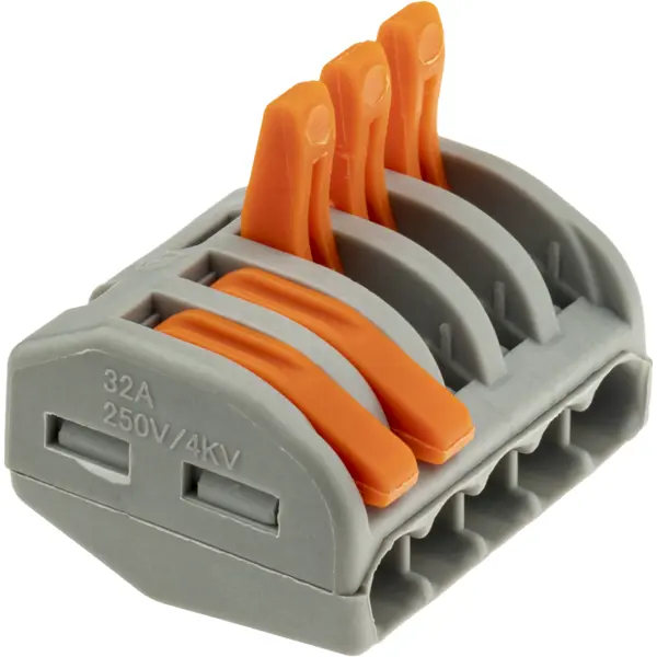 Клеммы соединительные монтажные с рычажком Duwi СМК 222-415 5-проводные 2.5 4мм² серые 50шт 26659 4