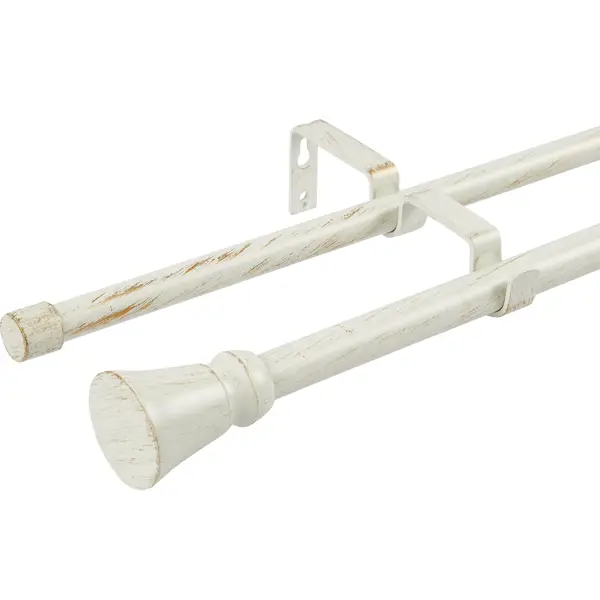 Карниз двухрядный раздвижной Inspire Lystel d16/19 мм 160-300 см металл цвет белый