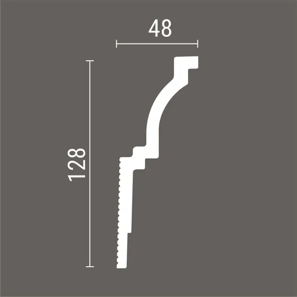 Плинтус потолочный полистирол для натяжного потолка Дизайн белый 48x128x2000 мм