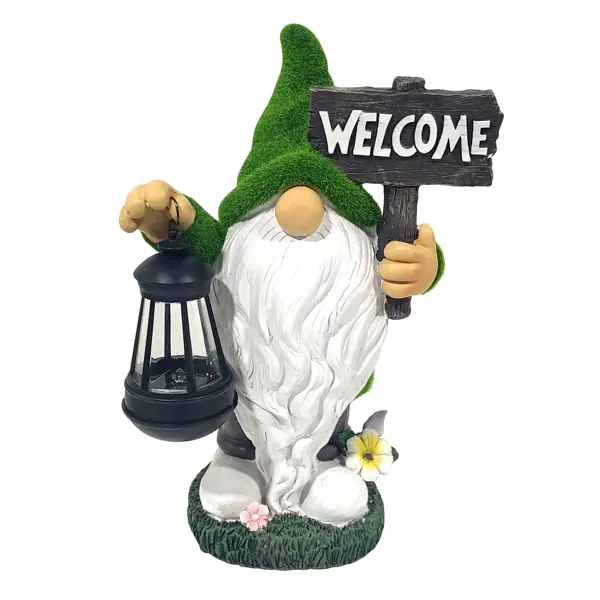 Фигура садовая Гном с фонариков полирезин 36x14 см