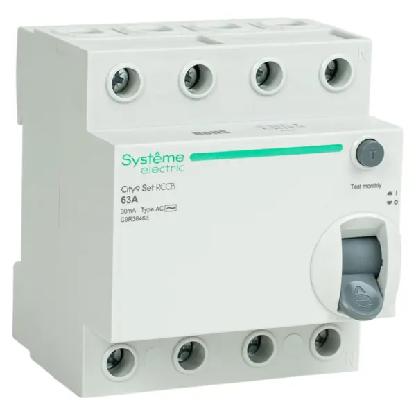 УЗО Systeme Electric City9 Set 4P 63 А 30мА 6кА AC C9R36463