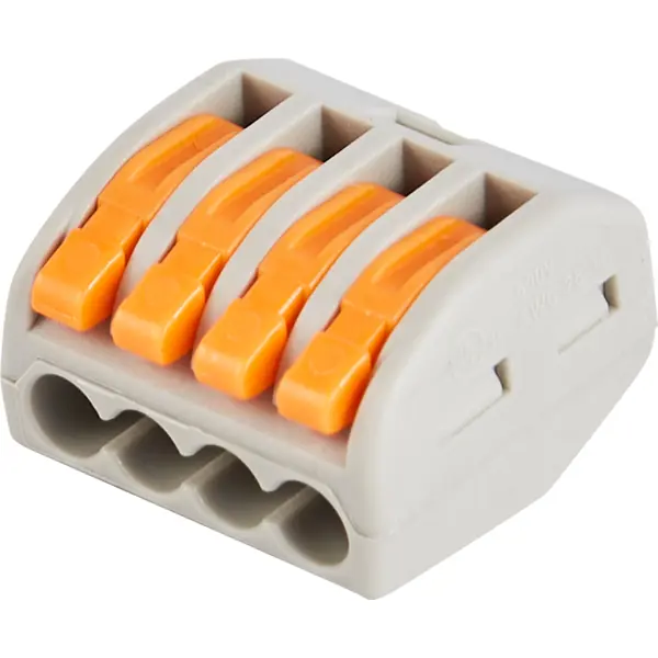 Клеммы соединительные монтажные с рычажком Duwi СМК 222-414 4-проводные 4мм² серые 20шт 26679 6