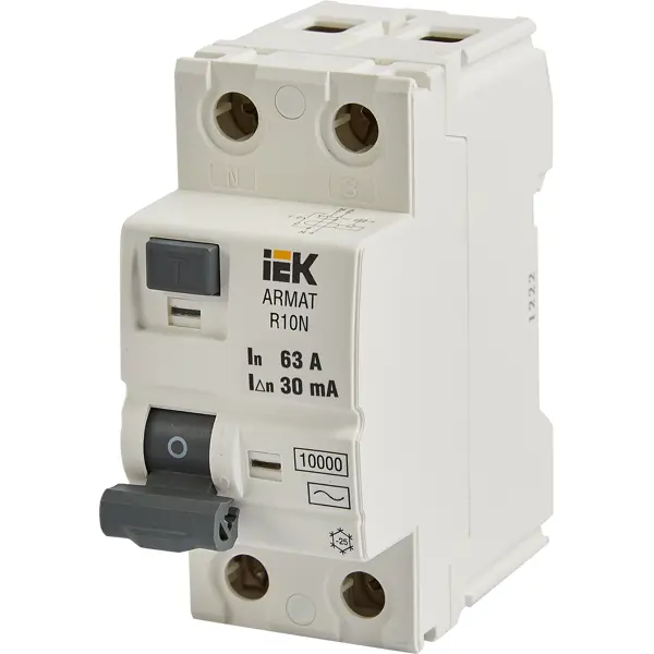 Дифференциальный автомат IEK ВДТ R10N 2P 63 А 30 мА 10 кА AC AR-R10N-2-063C030