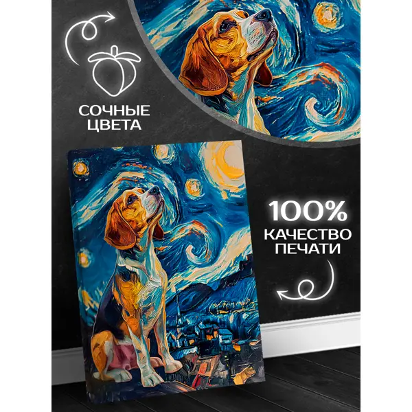 Картина на холсте Ночь бигля 40x50 см