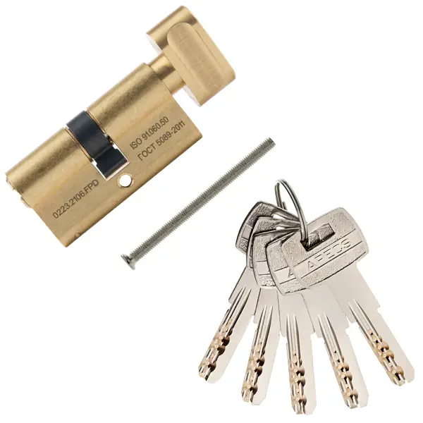 Цилиндровые механизмы Apecs Pro LM-60-C-G 60 мм, ключ/вертушка, цвет золотой