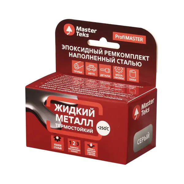Эпоксидный ремкомплект MasterTeks Жидкий металл термостойкий серый 160 г