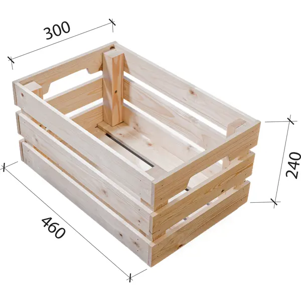 Ящик для хранения 46x30x24 см 27 л дерево цвет натуральное дерево