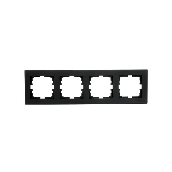 Рамка для розеток и выключателей Lezard Vesna 742-4200-149 4 поста цвет черный матовый