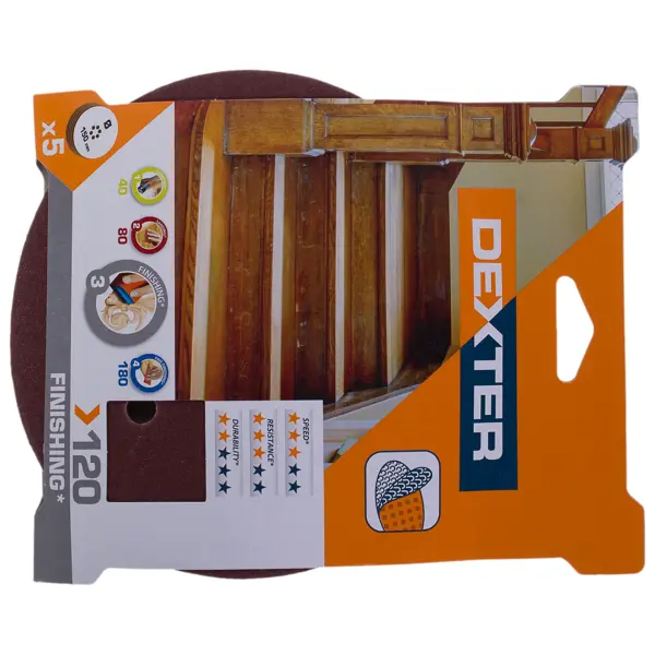 Круг шлифовальный Dexter P120 150 мм, 5 шт.
