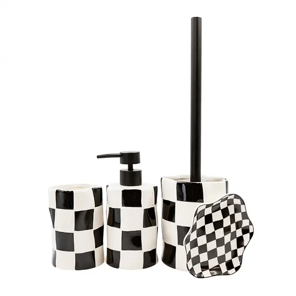 Мыльница Bath Plus Chess W-CE2023A-SD керамика цвет белые и черные квадратики