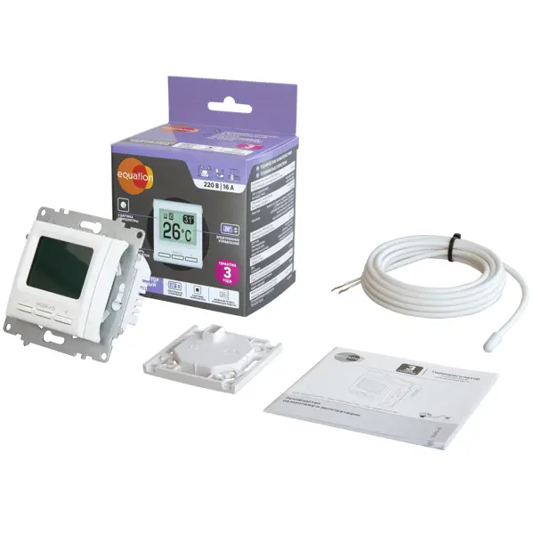 Терморегулятор для теплого пола Equation электронный цвет белый