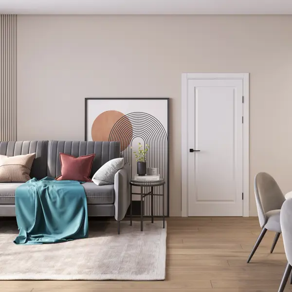 Дверь межкомнатная глухая Альпика 60x200 см ПЭТ цвет белый с замком и петлями
