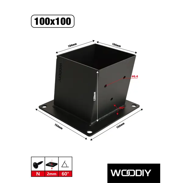 Угол наклонный 100x100 мм цвет черный