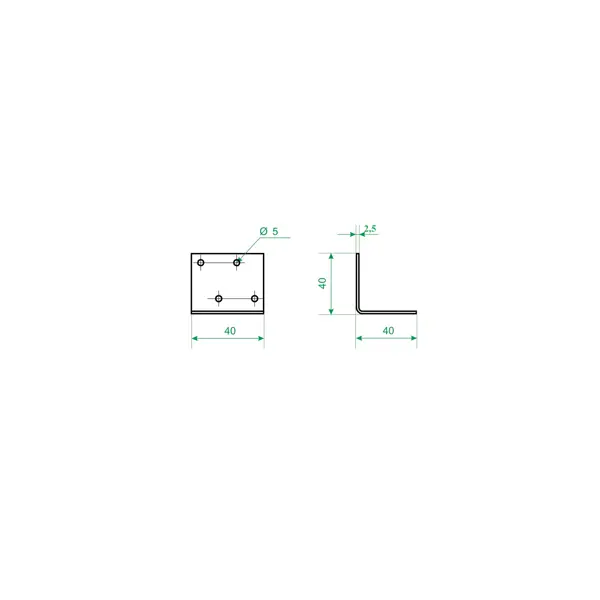 Угол крепежный монтажный сталь оцинкованная 40x40x2.5x40 мм