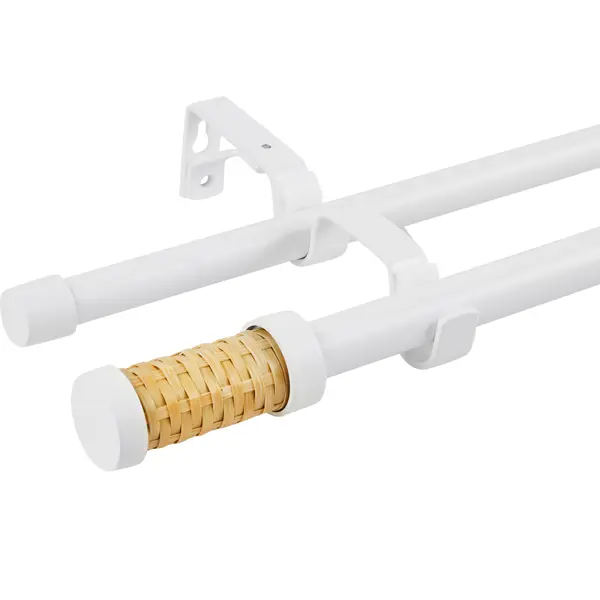 Карниз двухрядный раздвижной Inspire Natus d16/19 мм 120-210 см металл цвет белый