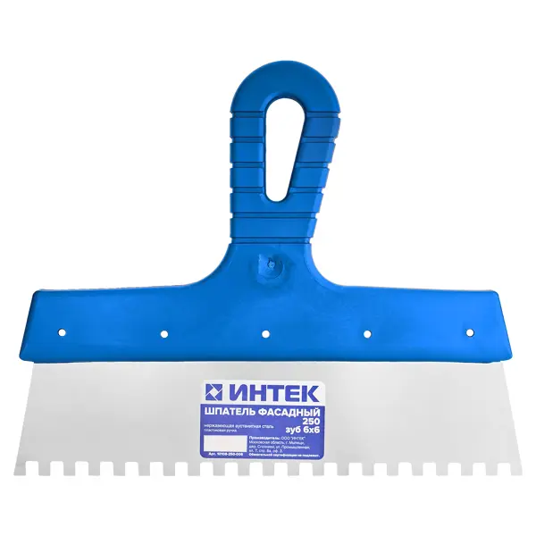 Шпатель зубчатый Интек 10108-250-006 250 мм, нержавеющая сталь, зуб 6x6 мм