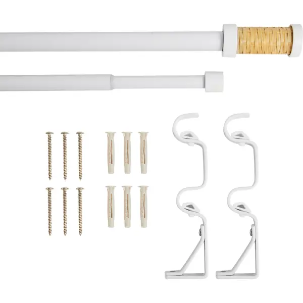 Карниз двухрядный раздвижной Inspire Natus d16/19 мм 120-210 см металл цвет белый
