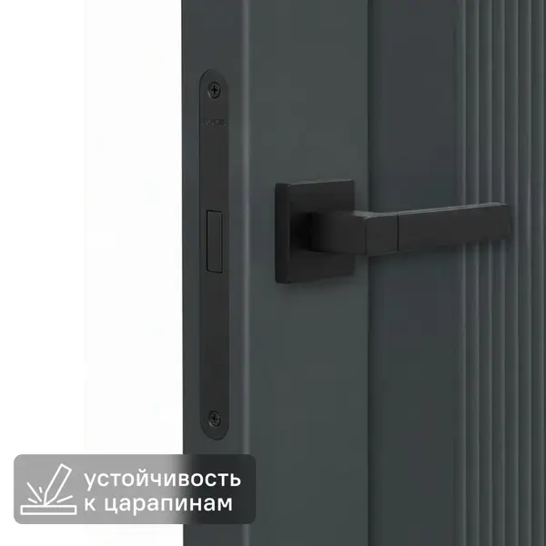 Дверь межкомнатная глухая KREAFORTA Калга 60x200x4 см ПВХ цвет графит с замком и петлями