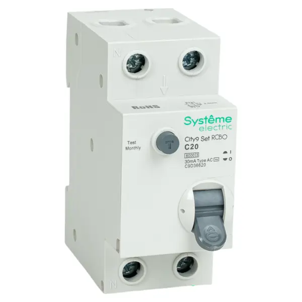 Дифференциальный автомат Systeme Electric City9 Set C9D36620 1P N С20 А 30мА 6кА AC