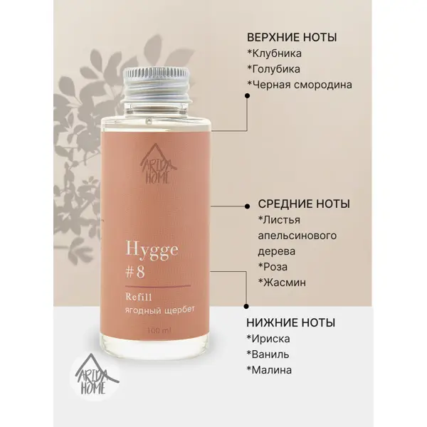 Наполнитель для диффузора Arida Home Hygge 8 Ягодный щербет 100 мл