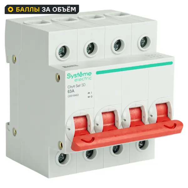 Автоматический выключатель Systeme Electric City9 Set C9S16463 4P C63 А 6 кА
