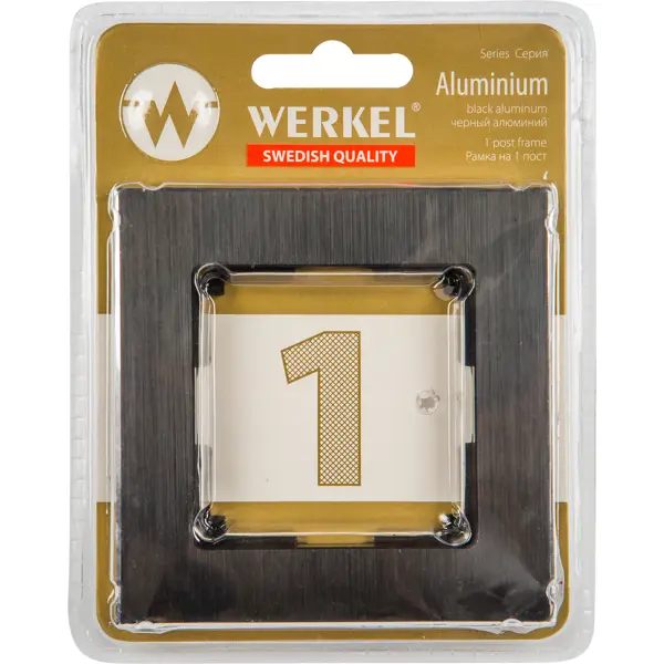 Рамка для розеток и выключателей Werkel Aluminium 1 пост металл цвет черный алюминий