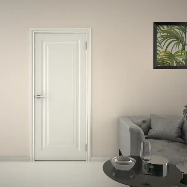 Дверь межкомнатная глухая Ларго 1 80x200 см эмаль белый с замком и петлями