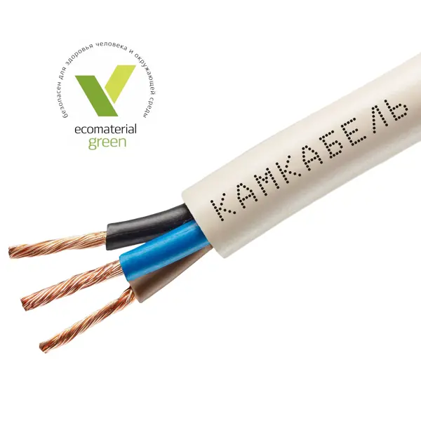 Провод Камкабель ПВС 3x1.5 5 м ГОСТ цвет белый