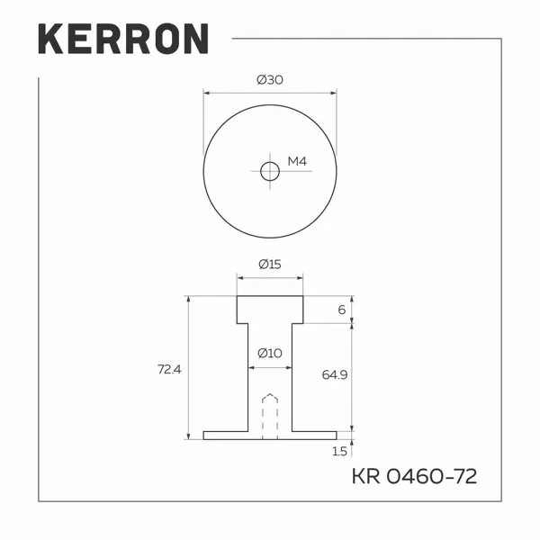 Крючок мебельный однорожковый Kerron KR-0460 максимальная нагрузка 20 кг ЦАМ цвет черный