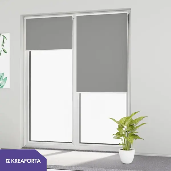 Рулонная штора блэкаут KREAFORTA Vorga 40x160 см серая