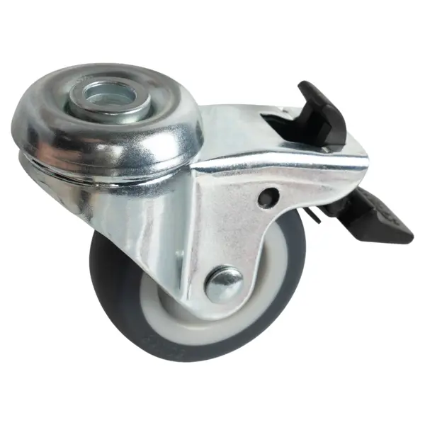 Мебельный ролик поворотный с тормозом 50 мм до 40 кг цвет серый