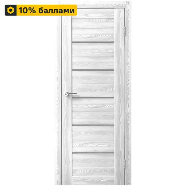 Дверь межкомнатная остекленная замком и петлями в комплекте Новара Горизонталь 90x200 см ПВХ цвет ривьера айс